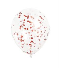 CLEAR LATEX BALLOONS WITH RUBY RED CONFETTI 12, 6CT PZ.  MC. 144
