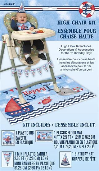 LITTLE SAILOR NAUTICAL FIRSTBDAY 6PZHIGH CHAIR DECOR KIT MC48