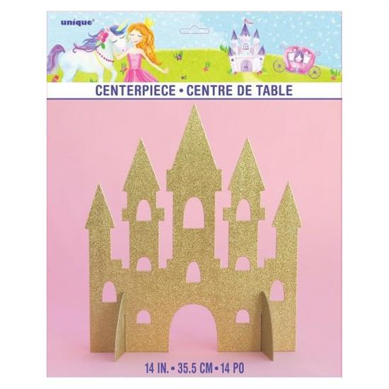 GOLD GLITTER PRINCESS CASTLE CENTERPIECE, 14 PZ. 12 MC.144