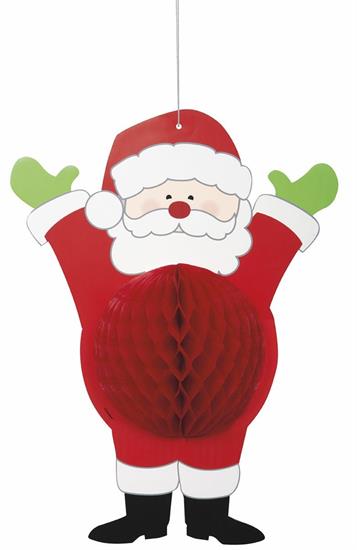 HO HO HO SANTA HONEYCOMB HANGING DECORATION, 14 PZ. 12 MC. 144