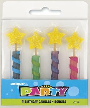 STAR TOP BIRTHDAY CANDLES, 4CT PZ. 12 MC.144