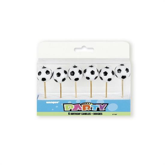 SOCCER PICK BIRTHDAY CANDLES, 6CT PZ.  MC. 144