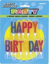 HAPPY BIRTHDAY LETTER CANDLES IN HOLDERS PZ.  MC. 144
