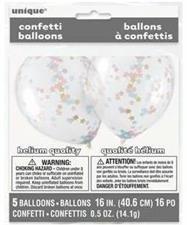 CLEAR LATEX BALLOONS WITH PINK, BLUE & GOLD STAR CONFETTI 16, 5CT P
