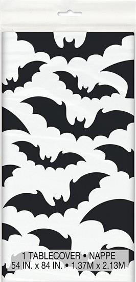 BLACK BATS HALLOWEEN RECTANGULAR PLASTIC TABLE COVER, 54 X 84  PZ.