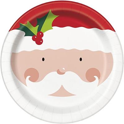 HOLLY SANTA ROUND 9 PLATES, 8CT  PZ. 12 MC. 72