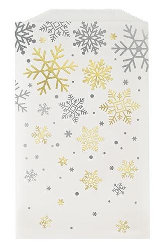 SILVER & GOLD HOLIDAY SNOWFLAKES GLASSLINE TREATBAGS, 8CT  PZ. 12 MC