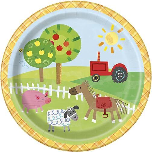 FARM PARTY ROUND 7 DESSERT PLATES, 8CT PZ. 12 MC.72