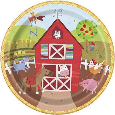 FARM PARTY ROUND 9 DINNER PLATES, 8CT PZ. 12 MC.72