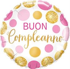18 BUON COMPLEANNO PINK & GOLD DOTS          5PZ MC5000