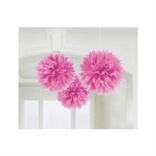 3 FLUFFY DECORATIONS BRIGHT PINK PAPER 40.6CM PZ. 6 MC. 12