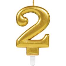 NUMBER CANDLE 2 SPARKLING CELEBRATIONS GOLD HEIGHT 9.3 CM PZ. 12 MC.