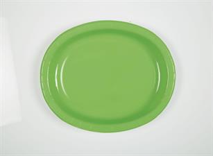 LIME GREEN SOLID OVAL PLATES, 8CT PZ. 12 MC. 12-en