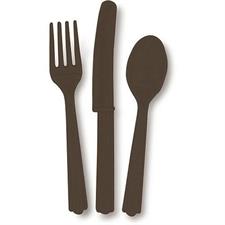 BROWN SOLID ASSORTED PLASTIC CUTLERY, 18CT PZ. 12 MC.72