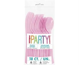 LOVELY PINK SOLID ASSORTED PLASTIC CUTLERY, 18CT PZ. 12 MC.72-en