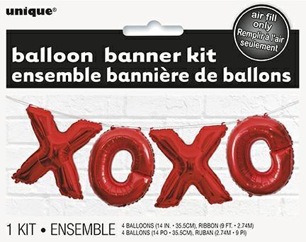 14 RED XOXO FOIL LETTER BALLOON BANNER KIT PZ. 12 MC.180
