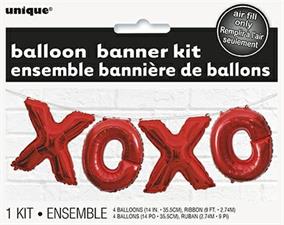 14 RED XOXO FOIL LETTER BALLOON BANNER KIT PZ. 12 MC.180