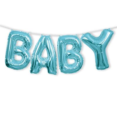 BLUE BABY FOIL LETTER BALLOON BANNER KIT, 14 PZ.  MC. 180