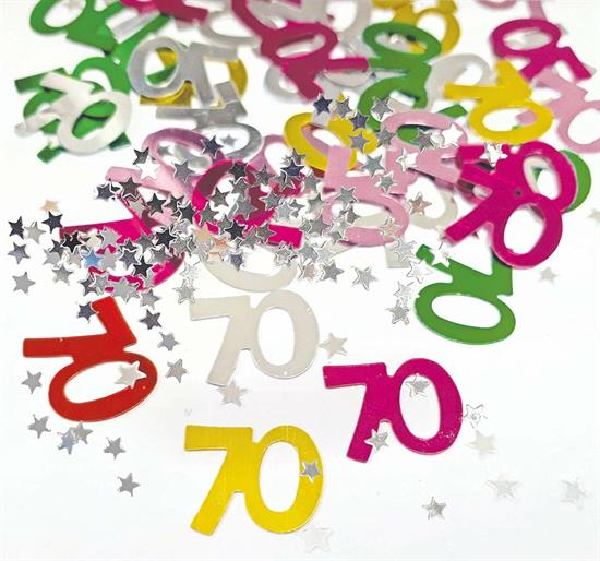 70TH BIRTHDAY FOIL CONFETTI .5OZ PZ. 12 MC.288