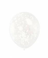 CLEAR LATEX BALLOONS WITH WHITE CONFETTI 12, 6CT PZ.  MC. 144