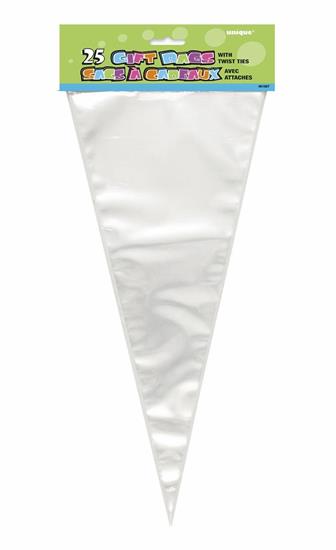 CLEAR LARGE CONE CELLOPHANEBAGS, 25CT PZ. 12 MC. 72