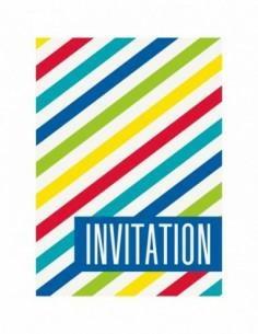 BRIGHT STRIPES INVITATIONS, 8CT  PZ. 12 MC.144