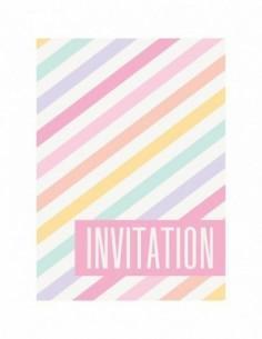 PASTEL STRIPES INVITATIONS, 8CT PZ. 12 MC.144