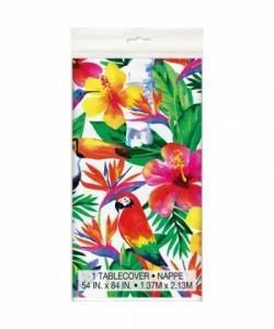 PALM TROPICAL LUAU RECTANGULAR PLASTIC TABLE COVER, 54X84 PZ.  MC.