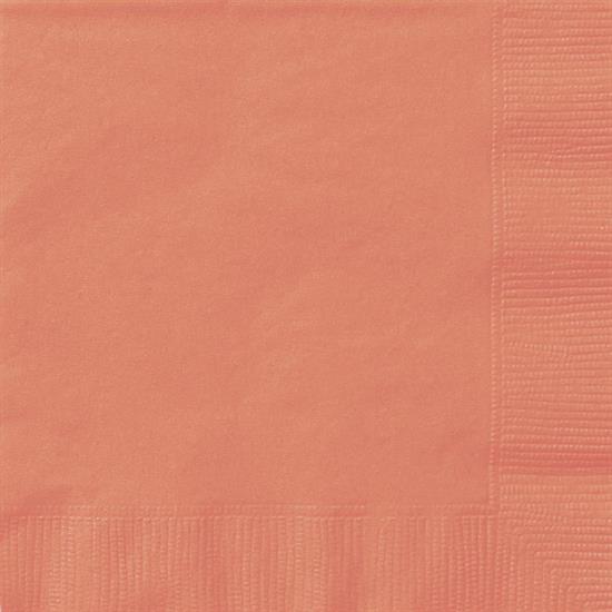 CORAL SOLID LUNCHEON NAPKINS, 20CT PZ.  MC. 72