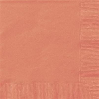 CORAL SOLID LUNCHEON NAPKINS, 20CT PZ.  MC. 72