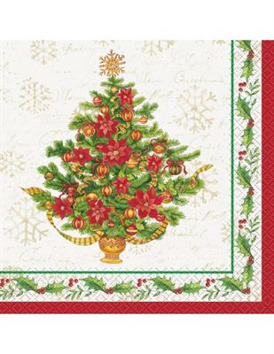 FESTIVE POINSETTIA LUNCHEON NAPKINS, 16CT  PZ. 12 MC. 72