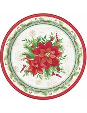 FESTIVE POINSETTIA 7 ROUND DESSERT PLATES, 8CT  PZ. 12 MC. 72