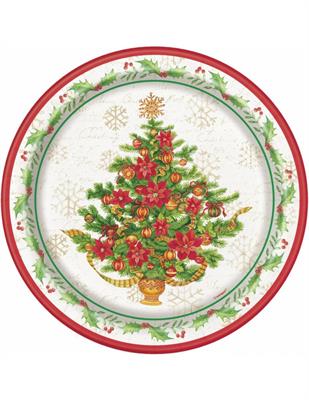 FESTIVE POINSETTIA 9 ROUND DINNER PLATES, 8CT  PZ. 12 MC. 72