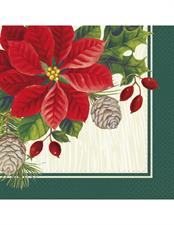 RED & GREEN POINSETTIA CHRISTMAS LUNCHEON NAPKINS 16CT 12PZ MC72