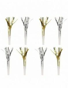 SILVER & GOLD FRINGE SQUAWKER BLOWOUTS, 8CT  PZ. 12 MC. 72