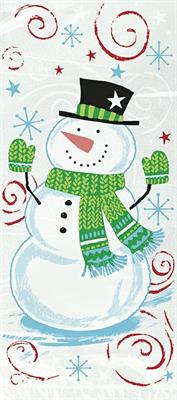 SNOWMAN SWIRL CELLOPHANE BAGS, 5 X 11, 20CT PZ. 12 MC. 72