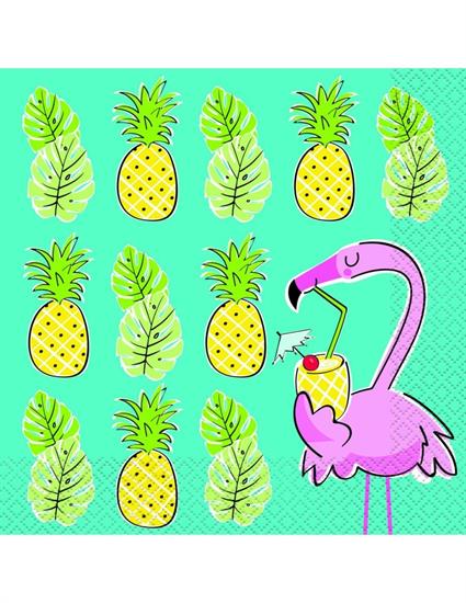 SUMMER PINEAPPLE & FLAMINGO LUNCHEON NAPKINS, 16CT PZ. 12 MC.72