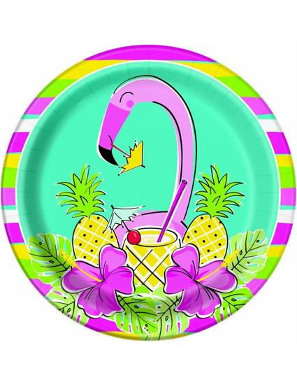 SUMMER PINEAPPLE & FLAMINGO 9 PLATES, 8CT  PZ. 12 MC.72