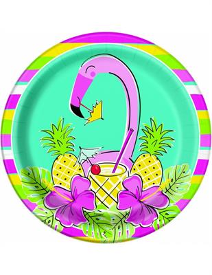 SUMMER PINEAPPLE & FLAMINGO 9 PLATES, 8CT  PZ. 12 MC.72