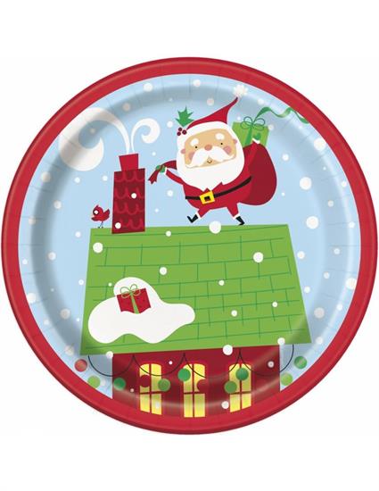 COLOURFUL SANTA ROUND 7 DESSERT PLATES, 8CT  PZ. 12 MC. 72