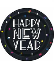 NEON DOTS NEW YEARS EVE ROUND 9 PLATES, 8CT  PZ. 12 MC. 72-en