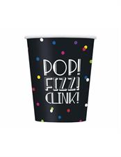 NEON DOTS NEW YEARS EVE 9OZ PAPER CUPS, 8CT  PZ. 12 MC. 72