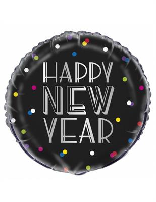 NEON DOTS NEW YEARS EVE 18 FOIL BALLOON, PKG  PZ. 5 MC. 240