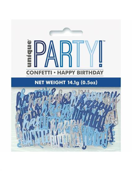 BIRTHDAY BLUE GLITZ HAPPY BIRTHDAY CONFETTI, .5OZ PZ.  MC. 288