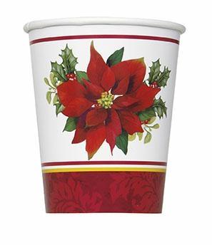 VVV HOLLY POINSETTIA 9OZ PAPER CUPS, 8CT PZ. 12 MC. 72