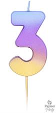 CANDLES NUMBER 3 RAINBOW OMBRE      6PZ MC288