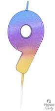 CANDLES NUMBER 9 RAINBOW OMBRE      6PZ MC288