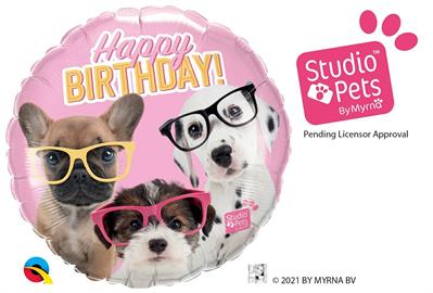 18 BIRTHDAY PUPPIES WITH EYEGLASSES          5PZ MC100