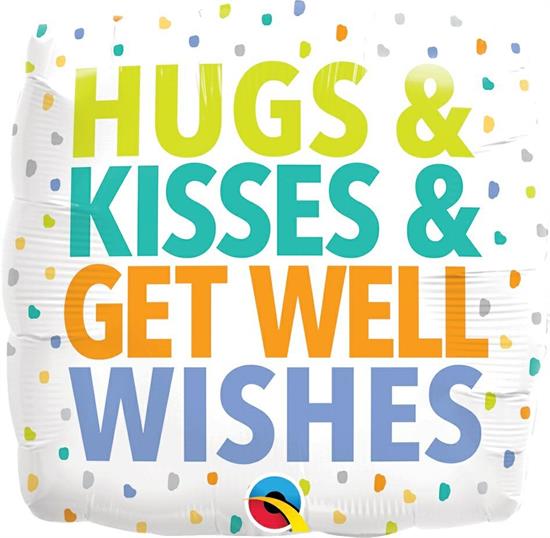 18 SQUARE HUGS KISSES GET WELL WISHES        5PZ MC100