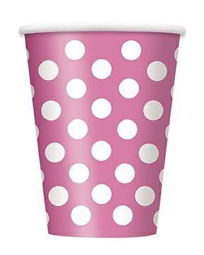 EU HOT PINK DOTS 12OZ PAPER CUPS 6CT PZ.  MC. 72